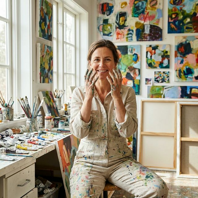 Artist in studio environmental portrait