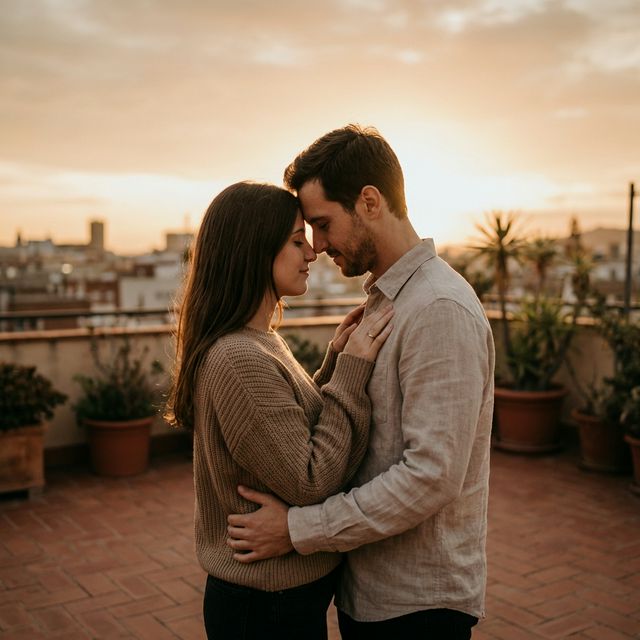 Couple in golden hour light